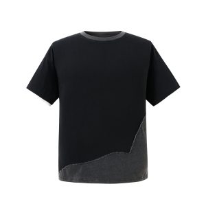 BLACK & GRAY ASYMMETRICAL STITCH T-SHIRT