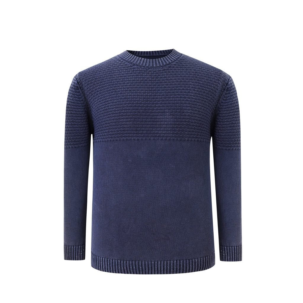 TEXTURED KNIT CREWNECK SWEATER