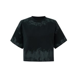 BLACK TIE-DYE CROP T-SHIRT