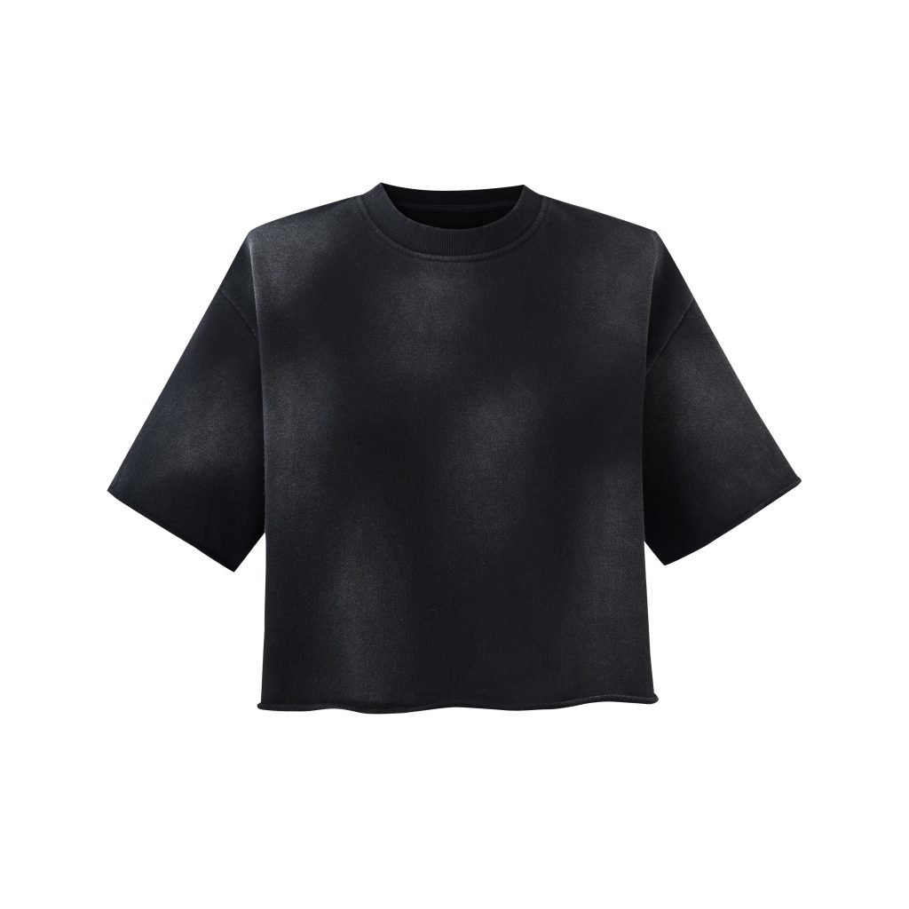 BLACK FADED CROP T-SHIRT