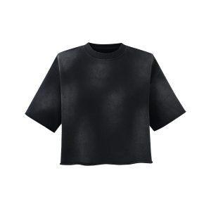 BLACK FADED CROP T-SHIRT