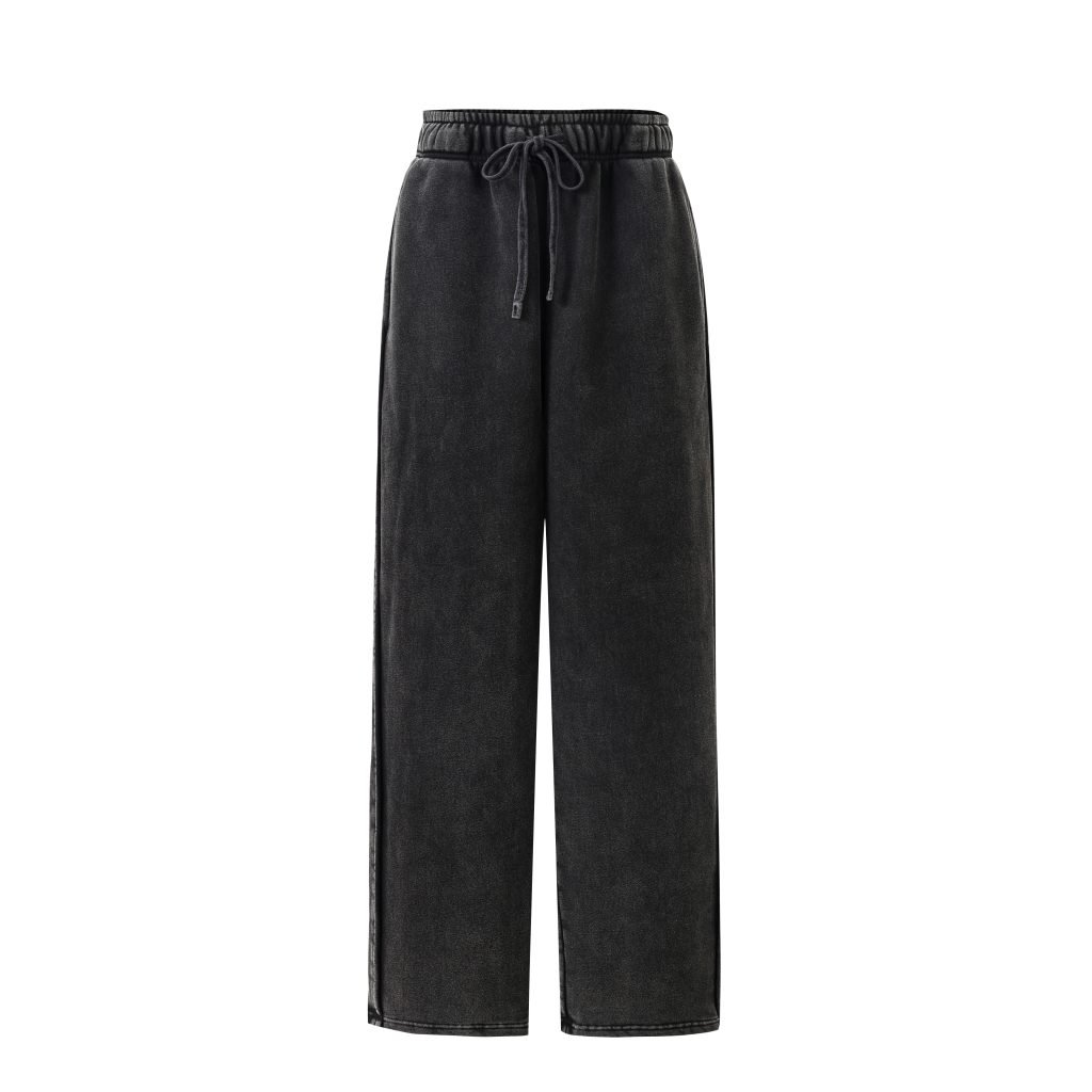 BLACK DRAWSTRING WIDE-LEG JOGGER