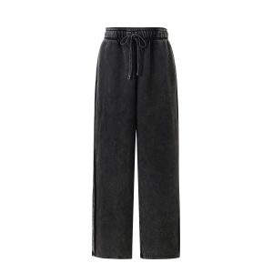 BLACK DRAWSTRING WIDE-LEG JOGGER