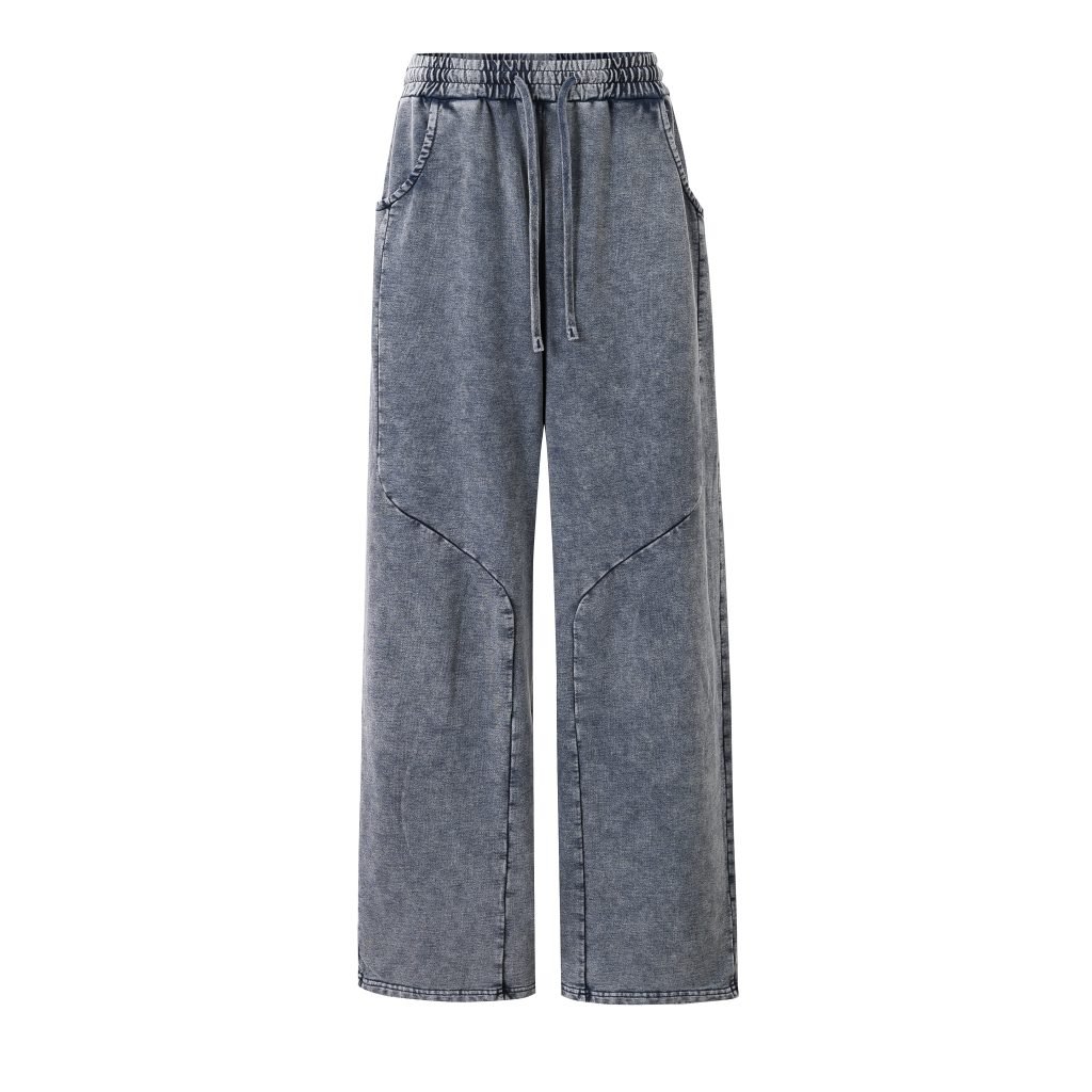 BLUE DRAWSTRING WIDE-LEG JOGGER