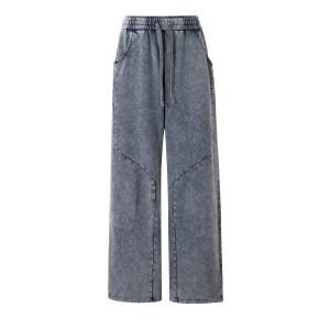 BLUE DRAWSTRING WIDE-LEG JOGGER