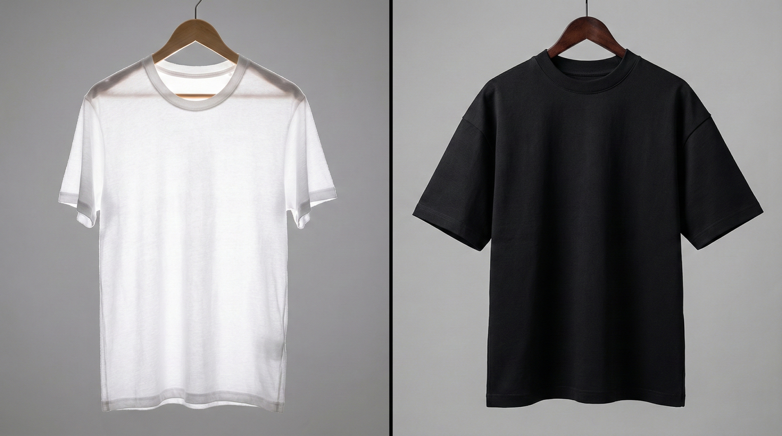 Comparison of lightweight 190gsm t-shirt vs heavyweight 300gsm structural t-shirt for streetwear brands