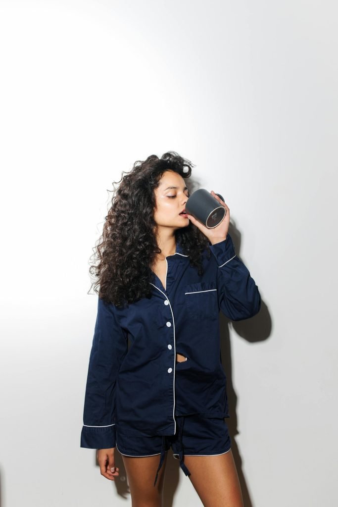 Classic navy blue pajama set design, a best-selling template for our private label loungewear clients.